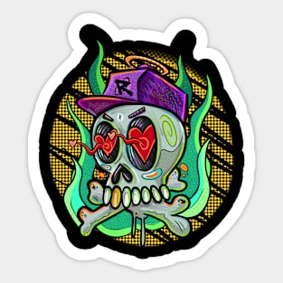 Skull and bones with love Sticker